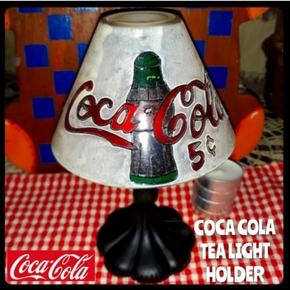 ❤COCA COLA FROSTED STAINED GLASS TEA LITE LAMP❤ - Picture 12 of 13